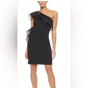 Women’s one shoulder black DKNY cocktail dress size 14